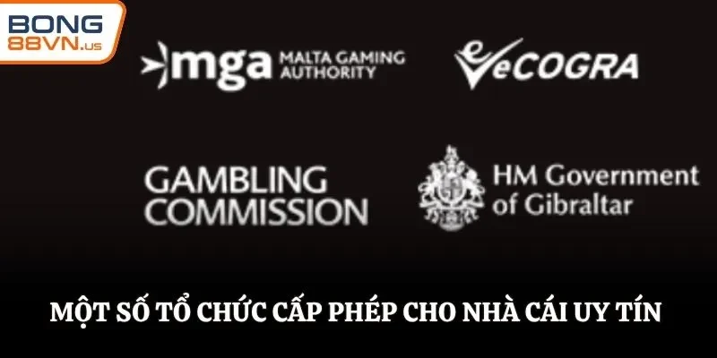 Một số tổ chức cấp phép cho nhà cái uy tín